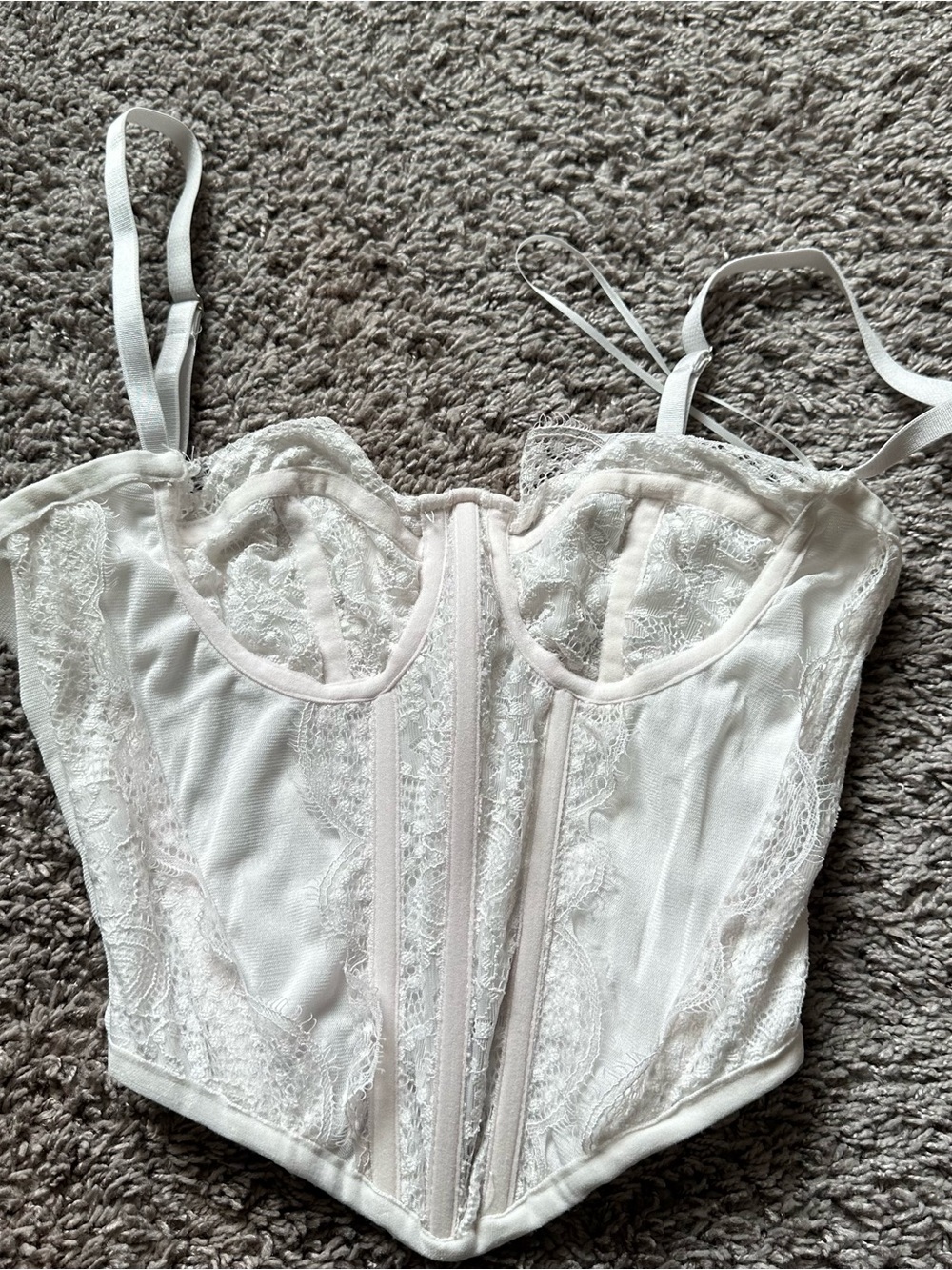 Women's Lace Corset Crop Top - White